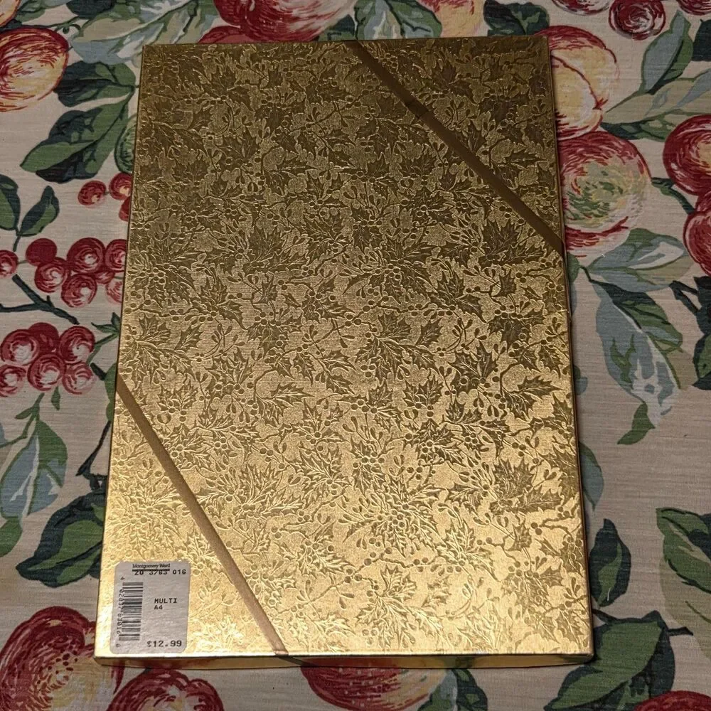 Vintage Montgomery Ward Floral Scarf Gold Plated Clip Gift Set NOS 1980s